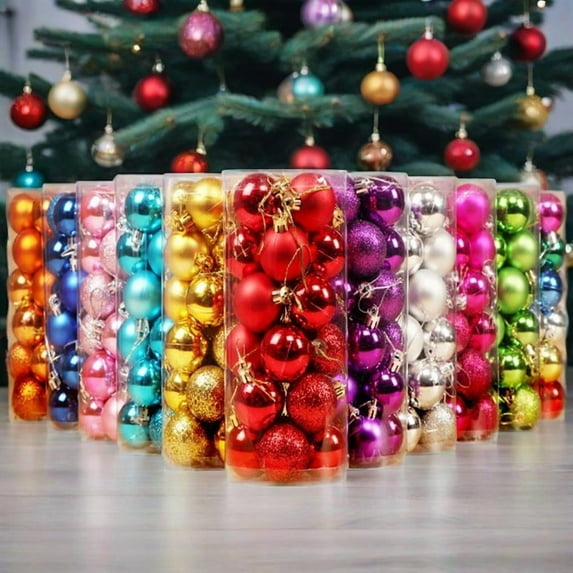 Hvmvliv 30mm Christmas Tree Bauble Ornaments Home Party Decor Hanging Pendants Small Holiday Decoration Supplies Silver