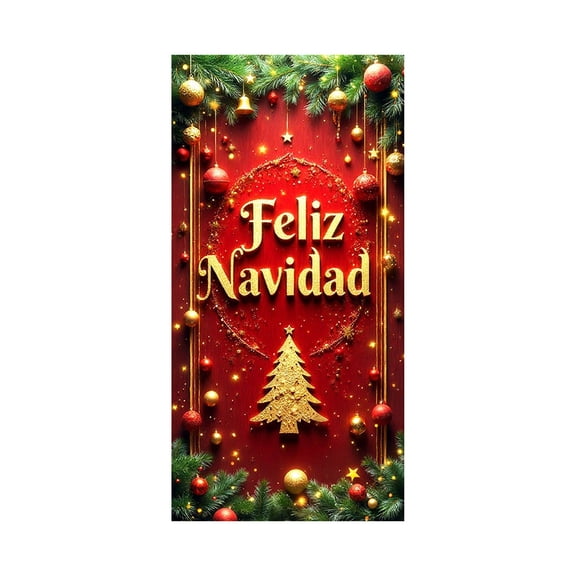 Hvmvliv 35x71 Inch Christmas Door Cover with Santa Claus Pattern - Polyester Fabric for Festival Party Decoration, Durable and Easy to Install with Rope, Multi-Use Multicolor