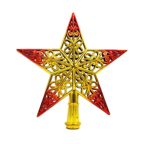 Hvmvliv 3D Star Christmas Tree Topper Hollow Christmas Star Tree Top Ornament Xmas Treetop Decoration Red