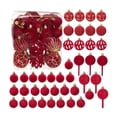 thumbnail image 1 of Hvmvliv 42-Piece Flocked Christmas Balls Set Multiple Styles Tree Decorations Bulk Holiday Ornaments Red, 1 of 6