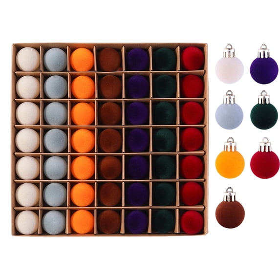 Hvmvliv 49 Pack Velvet Christmas Balls Flocked Tree Ornaments Plastic Hanging for Xmas Tree Holiday Decor
