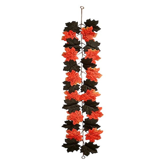 Hvmvliv 4ft Simulated Maple Leaf Decorative Garland with Embossed Vein Texture for Halloween Thanksgiving Home Hanging Decor Black