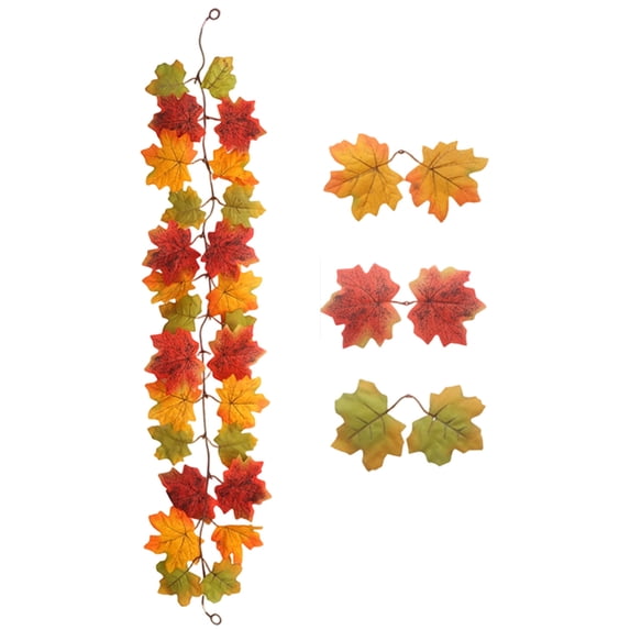 Hvmvliv 4ft Simulated Maple Leaf Decorative Garland with Embossed Vein Texture for Halloween Thanksgiving Home Hanging Decor Green