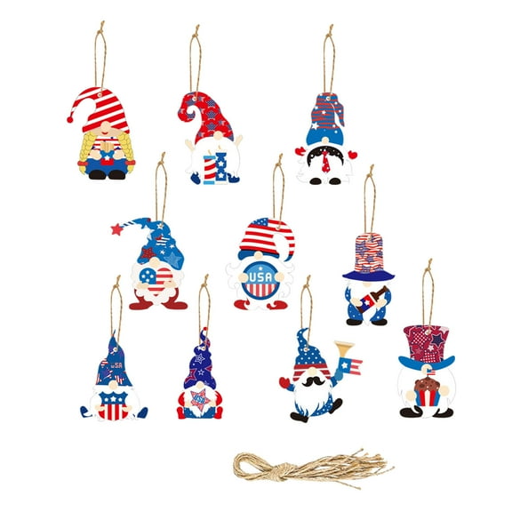 Hvmvliv 4th of July Hanging Decorations (1 Set) USA 4th of July Hanging Ornaments Red White and Blue Flag Gnome Hanging For Memorial Day Decorations Multicolor