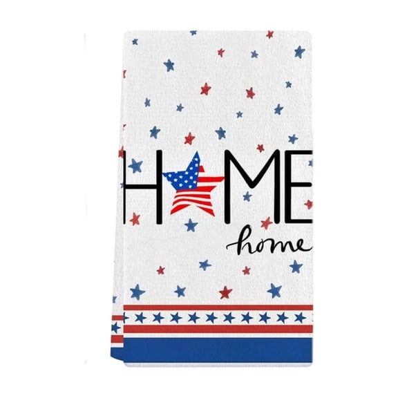 Hvmvliv 4th of July Kitchen Dish Towel Independence Day Kitchen Towel Absorbent Polyester Hand Towel 23.6x15.8 Inch Festive Red White Blue Pattern for Kitchen Dishwashing Holiday Gift