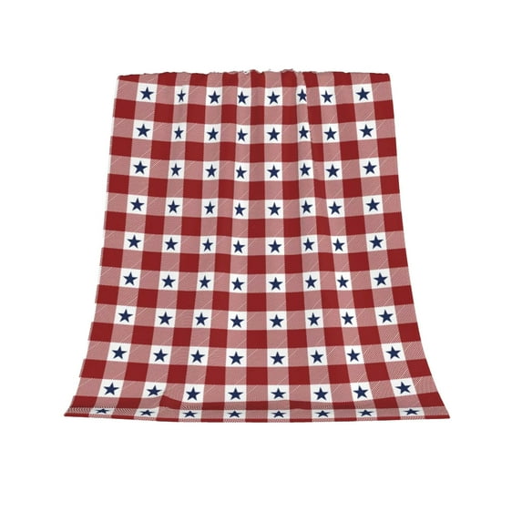 Hvmvliv 4th of July Throw Blanket (27x40in) Independence Day Throw Blanket Comfy Flannel Blanket Red White and Blue Lightweight Sofa Bed Blanket Multicolor