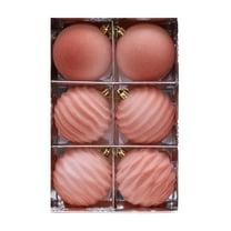 Hvmvliv 6-Count Flocked Christmas Balls Set Multiple Styles Tree Decorations Party Ornaments Orange