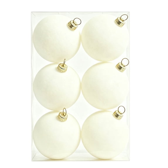 Hvmvliv 6 Pack Flocked Christmas Tree Ball Ornaments with Soft Velvet Finish for Xmas Holiday Decor