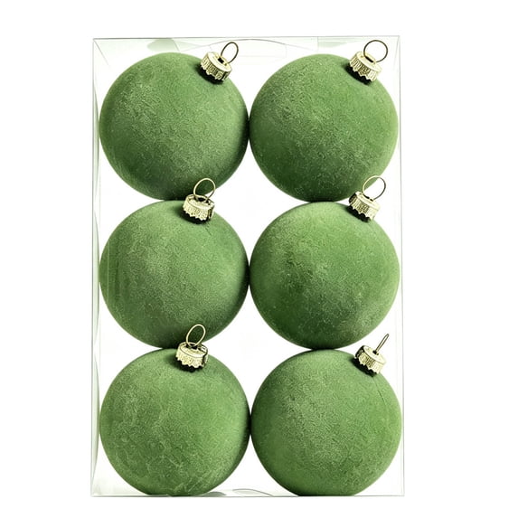 Hvmvliv 6 Pack Flocked Christmas Tree Ball Ornaments with Soft Velvet Finish for Xmas Holiday Decor