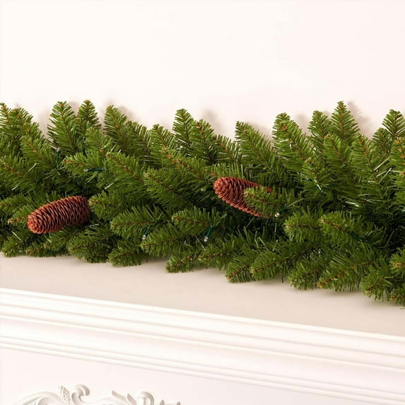Hvmvliv 6ft Christmas Norfolk Pine Garland Soft Thicken Xmas Garland Pinecone Realistic Christmas Garlands for Home Decoration Green