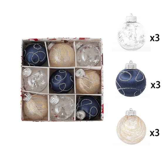 Hvmvliv 9-Count Transparent Christmas Balls Plastic Material Tree Decorations Festival Ambiance Display Multicolor