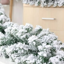 Hvmvliv 9ft Christmas Cedar Garland Flocked White Decorative Rattan Christmas Garlands Indoor Door Hanging Xmas Decoration White