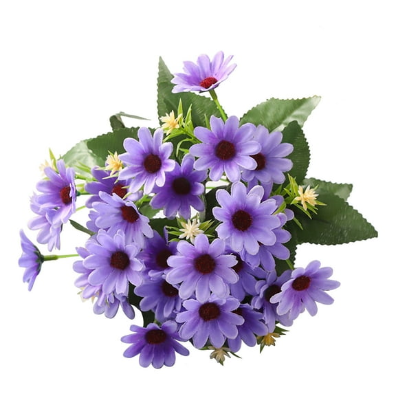 Hvmvliv Artificial Flowers 1Pc Simulation Small Gerbera Fake Flowers Handheld Artificial Bouquet Faux Silk Floral Arrangement for Wedding Party Home Vase Decor Purple