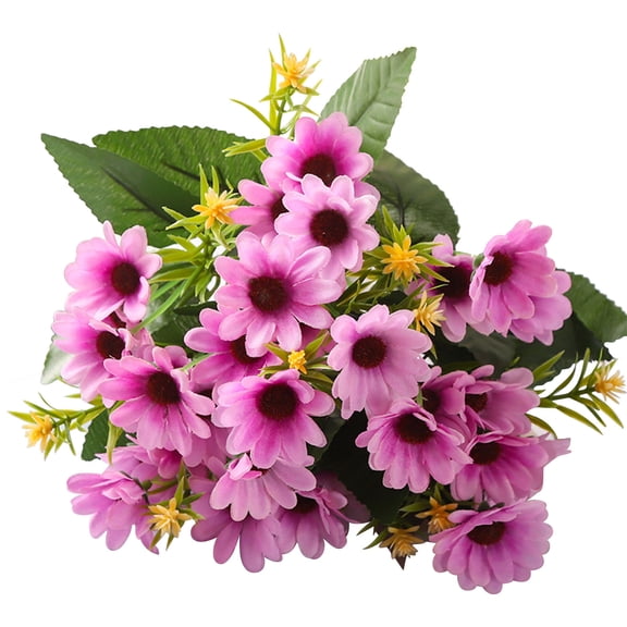 Hvmvliv Artificial Flowers 1Pc Simulation Small Gerbera Fake Flowers Handheld Artificial Bouquet Faux Silk Floral Arrangement for Wedding Party Home Vase Decor Pink