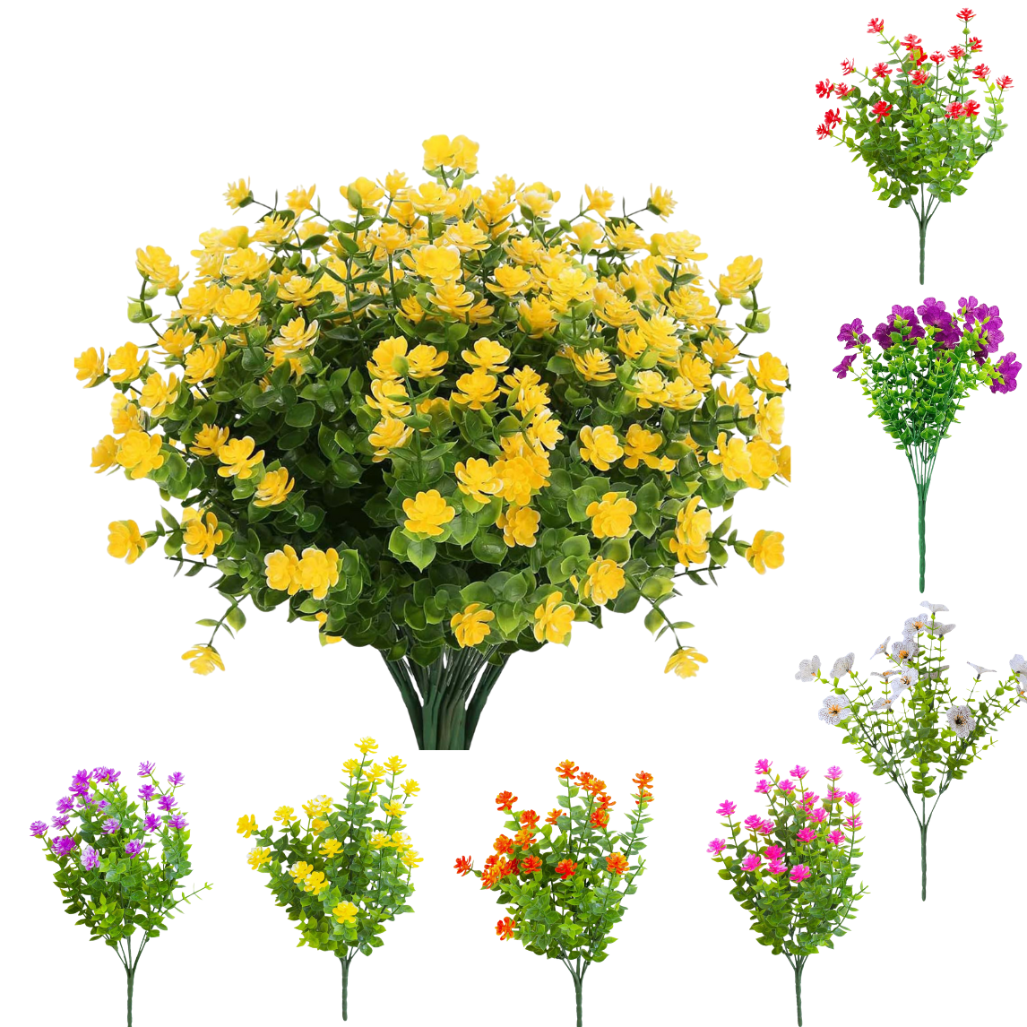 Hvmvliv Artificial Flowers Artificial Flowers 1 Bundles Fake Flowers Faux Plastic Plants for Home Decorations Outdoor Porch Flowerpot Artificial Flower Yellow