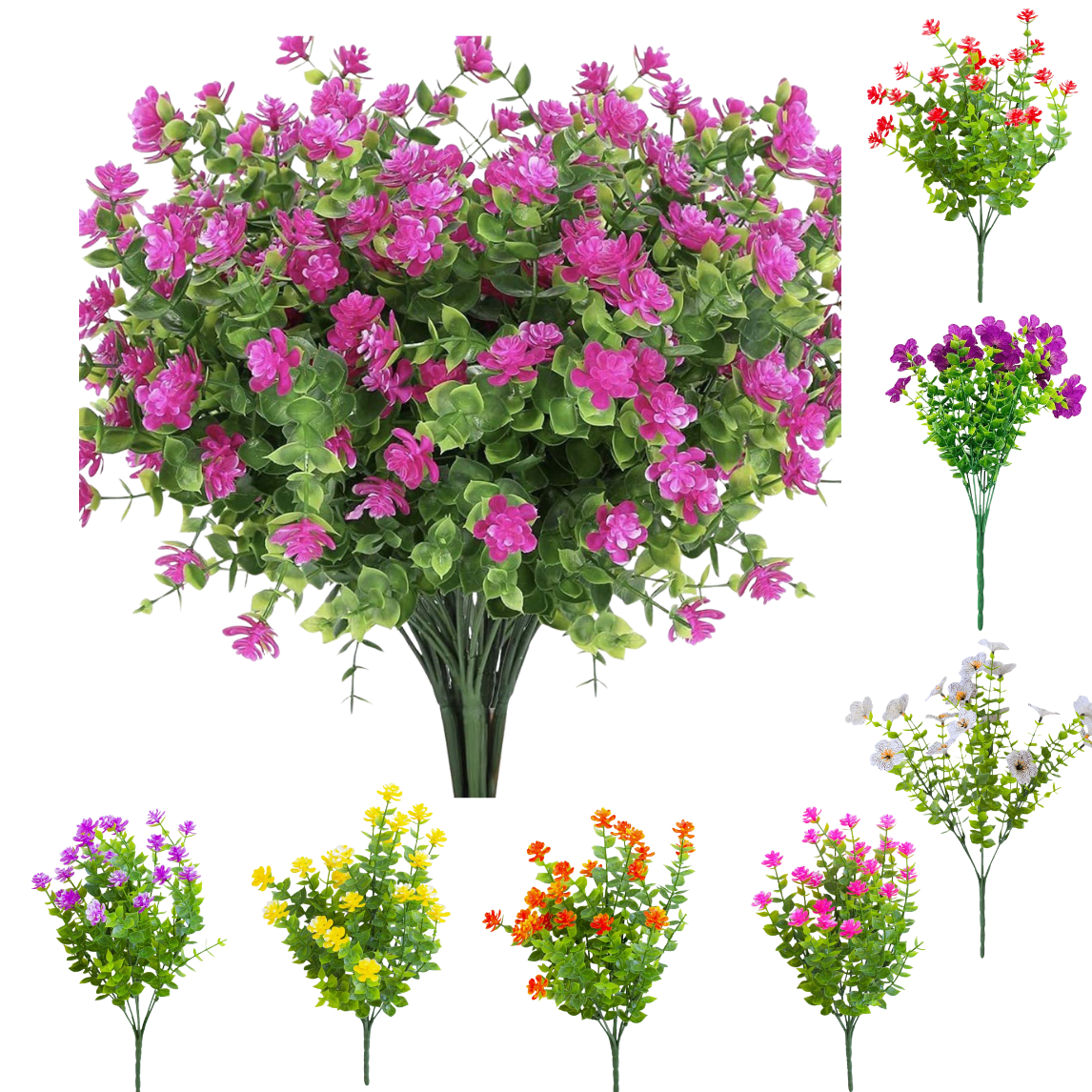 Hvmvliv Artificial Flowers Artificial Flowers 1 Bundles Fake Flowers Faux Plastic Plants for Home Decorations Outdoor Porch Flowerpot Artificial Flower Pink