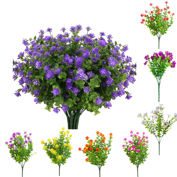 Hvmvliv Artificial Flowers Artificial Flowers 1 Bundles Fake Flowers Faux Plastic Plants for Home Decorations Outdoor Porch Flowerpot Artificial Flower Purple