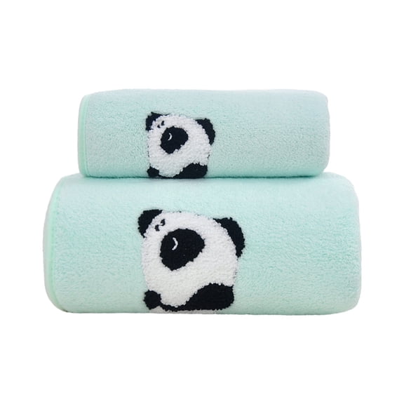 Hvmvliv Bath Towels Set 2-Piece Bear Embroidered Towel Set Soft Skin-Friendly Material, High Water Absorption, for Bathroom, Spa, Beach and Camping, Perfect Gift for Family and Friends Blue