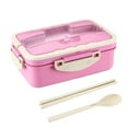 thumbnail image 1 of Hvmvliv Bento Box,Microwave Safe Sealed Lunch Box with Spoon and Chopsticks,Multi-Compartment Food Storage Container,Portable for Household,Size:8.14X5.59X2.87in Pink, 1 of 6