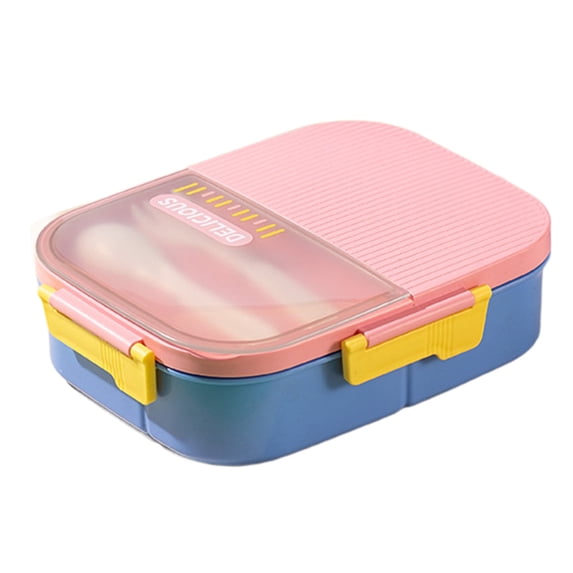 Hvmvliv Bento Box with Tableware,Lunch Box Microwave Safe,Leak-Proof,Multi-Compartment Food Container for Office,Size:8.35X6.69X2.32in Pink
