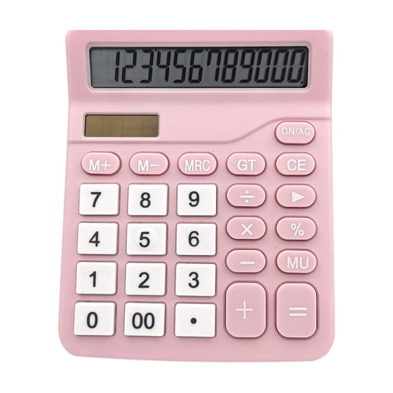 Hvmvliv Calculator Computing Counter Calculator-Power Handheld Desk Calculator with 12 Digit Large Lcd Display Pink
