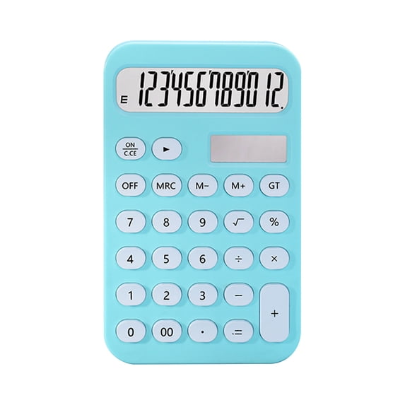 Hvmvliv Calculator Computing Counter Large-Screen 12-Bit Calculator Portable Beautiful and Lovely Calculator with Solar Charging Blue