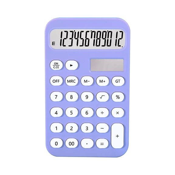 Hvmvliv Calculator Computing Counter Large-Screen 12-Bit Calculator Portable Beautiful and Lovely Calculator with Solar Charging Purple