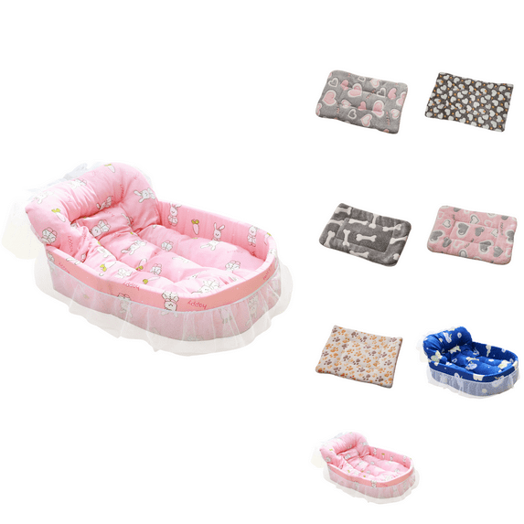 Hvmvliv Cat Bed for Indoor 22 inches Pet Bed Machine Washable Rectangular Non-Slip Cat Cushion Soft Pet Mat for Winter Pink