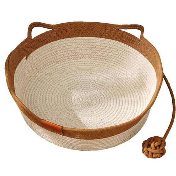 Hvmvliv Cat Beds Basket Woven Cute Pet Bed for Indoor Cat Cushion Suitable for Small Cat and Dog Orange, 13.7x13.7 in