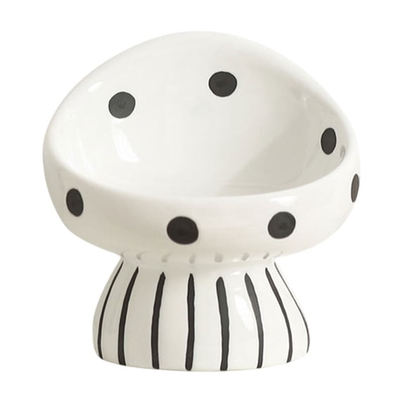 Hvmvliv Ceramic Mushroom Pet Bowl Wide Mouth Non Slip Base Elevated Neck Support Feeder for Cats Dogs