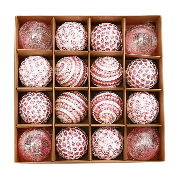 Hvmvliv Christmas Ball Set Hanging Decorations Scene Arrangement Holiday Ornaments Display Collection Pink