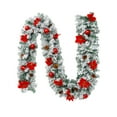 thumbnail image 1 of Hvmvliv Christmas Garland 106.3in Christmas Flocked Rattan with Hanging Balls PVC Xmas Garlands Doorway Handrail Fireplace Indoor Decorations Red, 1 of 9