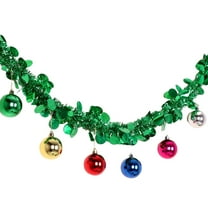 Hvmvliv Christmas Garland 66.93in Christmas Shiny Garlands Artificial Flower Ribbons with Hanging Balls Colorful Xmas Fake Rattan Decorations for Home Green