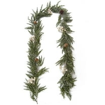 Hvmvliv Christmas Garland 70.87in Christmas Norfolk Pine Rattan with Berries Pinecone Artificial Pine Needle Xmas Garlands for Indoor Home Wall Window Fireplace Decorations Green