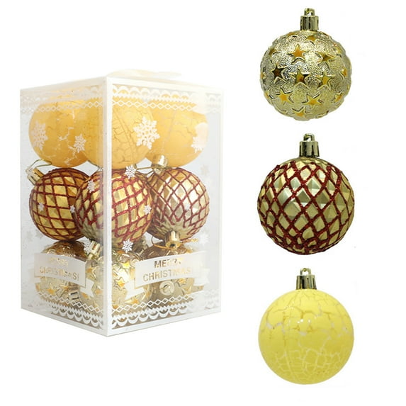 Hvmvliv Christmas Ornaments 12Pc 2.34inch Christmas Balls Hanging Painted Xmas Tree Ornaments Shatterproof Christmas Tree Decorations for Holiday Wedding Decor Gold