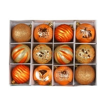 Hvmvliv Christmas Ornaments 12Pc 2.34inch Electroplated Christmas Balls Decorations Painted Boxed Balls Hanging Xmas Tree Ornaments for Christmas Party Decoration Orange