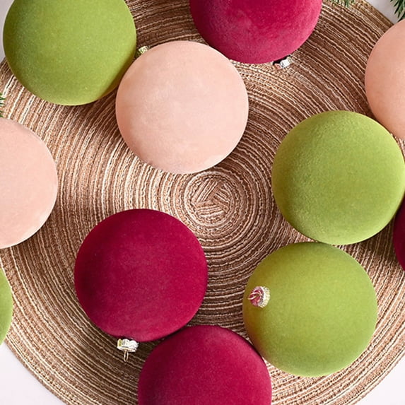 Hvmvliv Christmas Ornaments 12Pc 2.34inch Flocked Christmas Balls for Tree Ornaments Velvet Hanging Balls Shatterproof Decorations for Christmas Tree Home Decoration and Holiday Multicolor