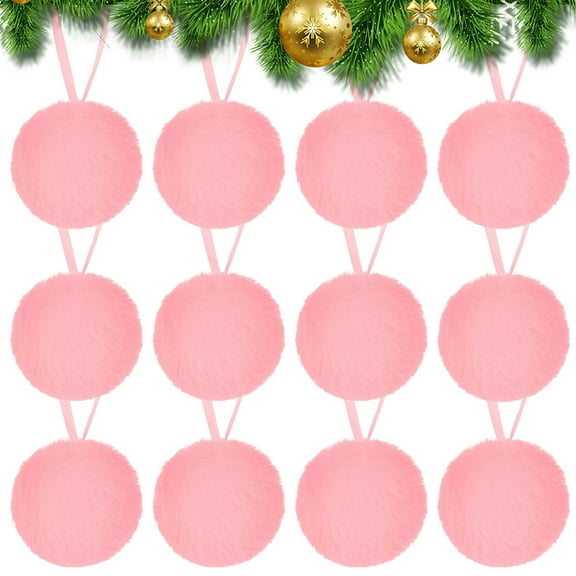 Hvmvliv Christmas Ornaments 12Pc 2.34inch Pink Christmas Balls Decorations Shatterproof Plush Balls Hanging for Xmas Tree Suitable for Christmas Tree Ornaments Pink