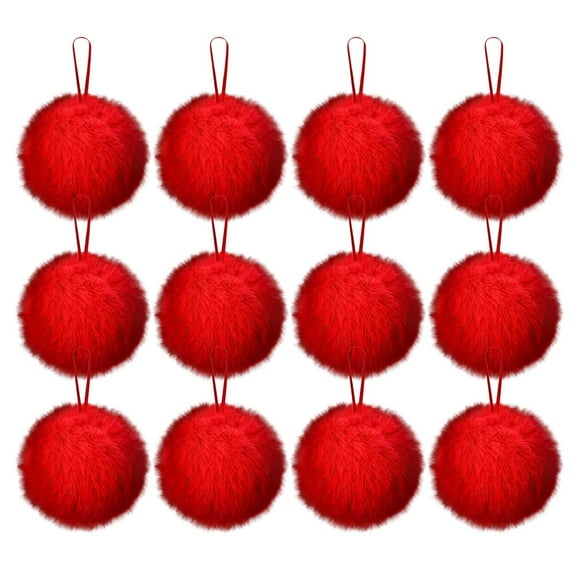 Hvmvliv Christmas Ornaments 12Pc 2.34inch Red Christmas Balls Decorations Shatterproof Plush Balls Hanging for Xmas Tree Suitable for Christmas Tree Ornaments Red
