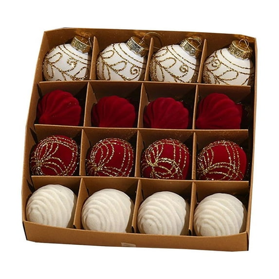 Hvmvliv Christmas Ornaments 16Pc 2.34inch Velvet Christmas Balls Decorations Flocked Home Indoor Ornaments Shatterproof Mini Xmas Balls Hanging for Christmas Tree Multicolor