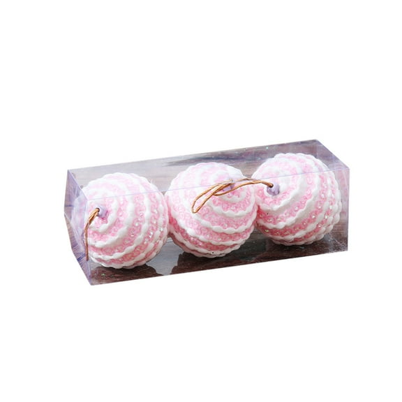 Hvmvliv Christmas Ornaments 3Pc 3.12inch Christmas Tree Hanging Decorations Macaron Color Xmas Glitter Balls Ornaments for Christmas Decoration Pink