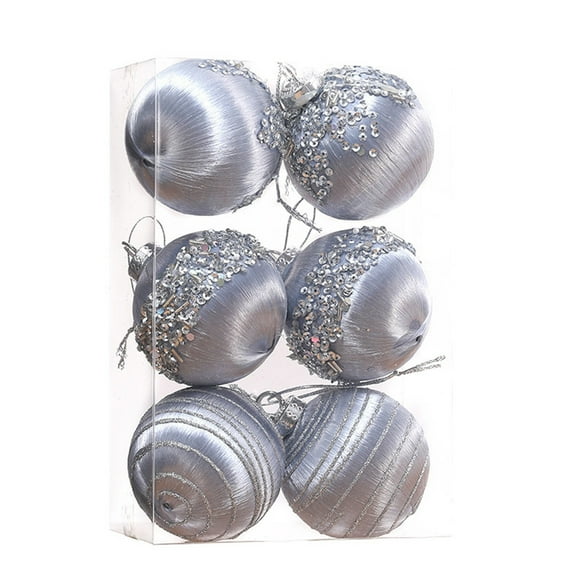 Hvmvliv Christmas Ornaments 6Pc 2.34inch Christmas Balls Pendents for Xmas Tree Velvet Christmas Tree Decorations Hanging Balls Set for Party Wedding Decor Gray