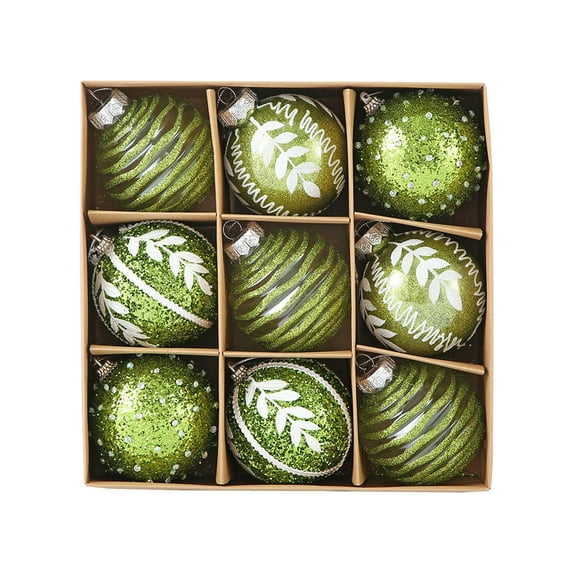 Hvmvliv Christmas Ornaments 9Pc 3.12inch Green Electroplated Painted Christmas Tree Ornaments Shatterproof Hanging Balls for Xmas Party Decoration Decorative Balls Ornaments Green