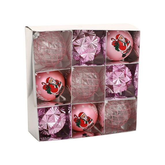 Hvmvliv Christmas Ornaments 9Pc 3.12inch Painted Christmas Tree Hanging Balls Boxed Shatterproof Xmas Tree Ornaments for Christmas Decoration Indoor Pink