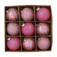 thumbnail image 1 of Hvmvliv Christmas Ornaments 9Pc 3.12inch Pink Christmas Balls Set Sequins Lace Hanging Balls Decorations Plastic Shatterproof Xmas Gift Boxed for Christmas Tree Decoration Pink, 1 of 6