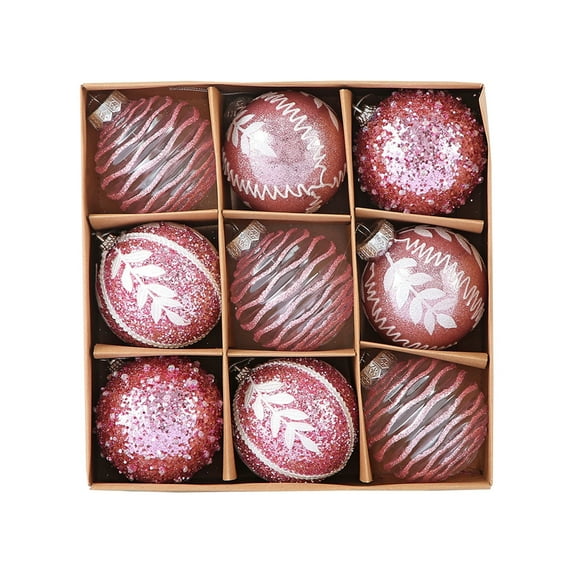 Hvmvliv Christmas Ornaments 9Pc 3.12inch Pink Electroplated Painted Christmas Tree Ornaments Shatterproof Hanging Balls for Xmas Party Decoration Decorative Balls Ornaments Pink