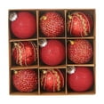 thumbnail image 1 of Hvmvliv Christmas Ornaments 9Pc 3.12inch Red Christmas Balls Set Sequins Lace Hanging Balls Decorations Plastic Shatterproof Xmas Gift Boxed for Christmas Tree Decoration Red, 1 of 6