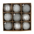 thumbnail image 1 of Hvmvliv Christmas Ornaments 9Pc 3.12inch Silver Christmas Balls Set Sequins Lace Hanging Balls Decorations Plastic Shatterproof Xmas Gift Boxed for Christmas Tree Decoration Silver, 1 of 2