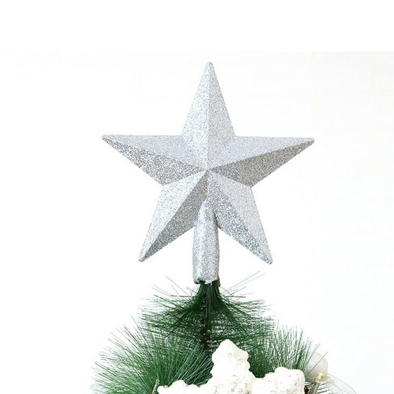Hvmvliv Christmas Star Tree Topper Christmas Tree Top Ornament Plastic Xmas Treetop Five Pointed Star Christmas Tree Decoration Silver