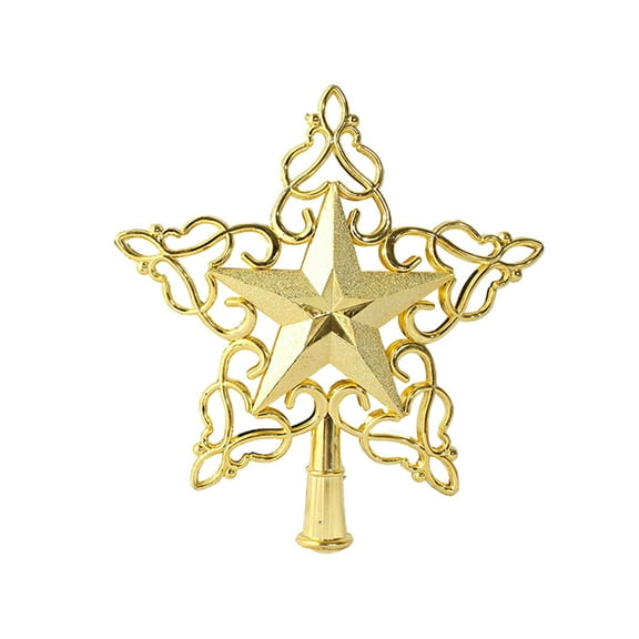 Hvmvliv Christmas Star Tree Topper Xmas Tree Top Ornament Five Pointed Star Holiday Tree Shatterproof Star Ornament for Holiday Christmas Tree Decoration Gold